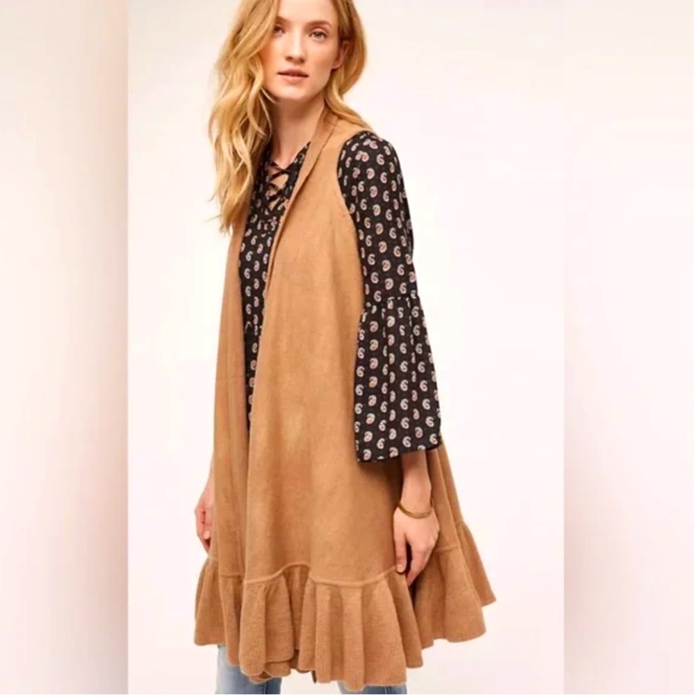 Anthropologie Evelyn K Millau Ruffle Sweater Vest OS